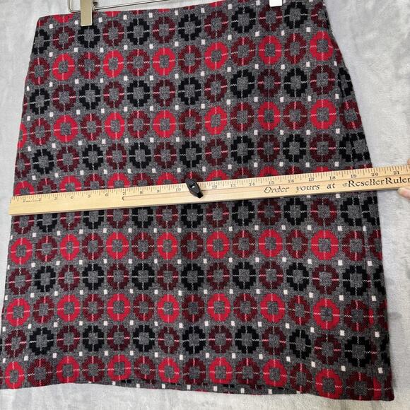 Talbots Skirt Womens 8 Gray Red Wool Blend A-Line Lined Side Zip Geometric Tweed - Picture 7 of 9